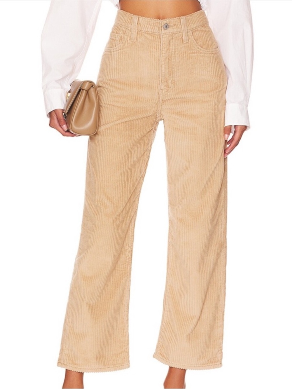 Levi’s Premium Corduroy Ribcage Straight Leg Pants Tan Sz 30